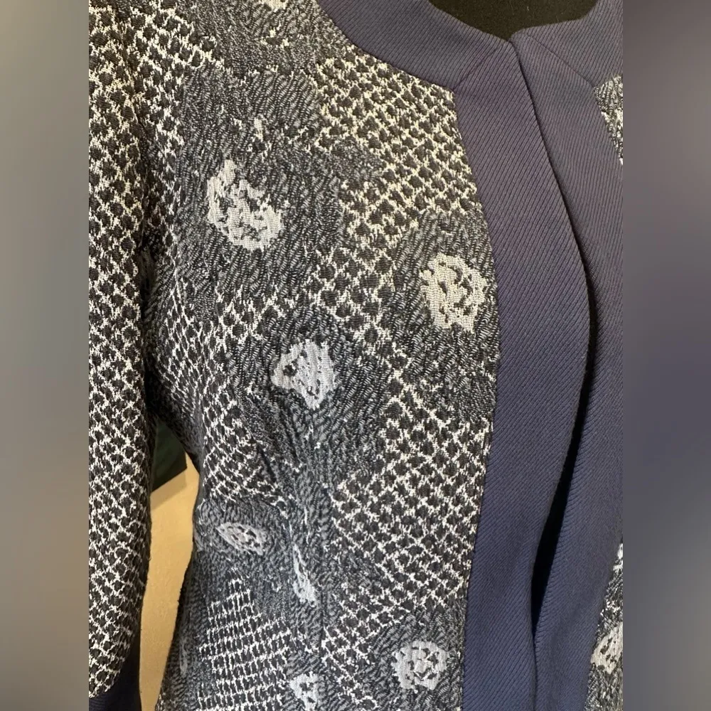 EUC Tapestry tweed  Jacket Nicole Miller For Mary Kay Blazer Blue Lined Sz 10R - Image 3