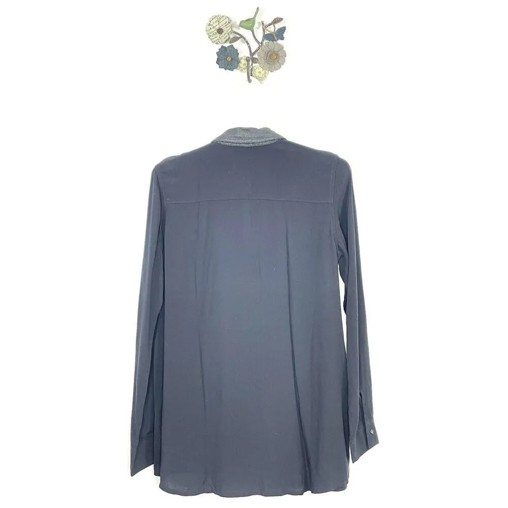 Harley-Davidson Black Long Sleeve Button-Up Shirt Faux Leather Accents Large - Image 5