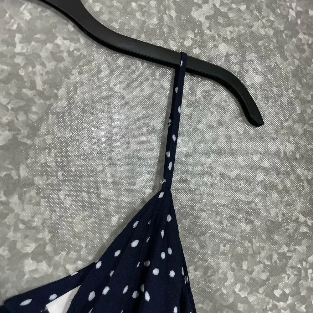 Elodie Women's Navy Blue Polka Dot Sleeveless Blouse - Size XL - Preppy Academia - Image 2