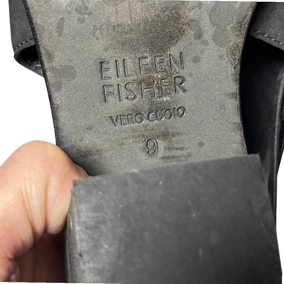 Eileen Fisher Black Leather Cutout Open Toe Block Heel Booties Ankle Sandal Sz 9 - Image 8