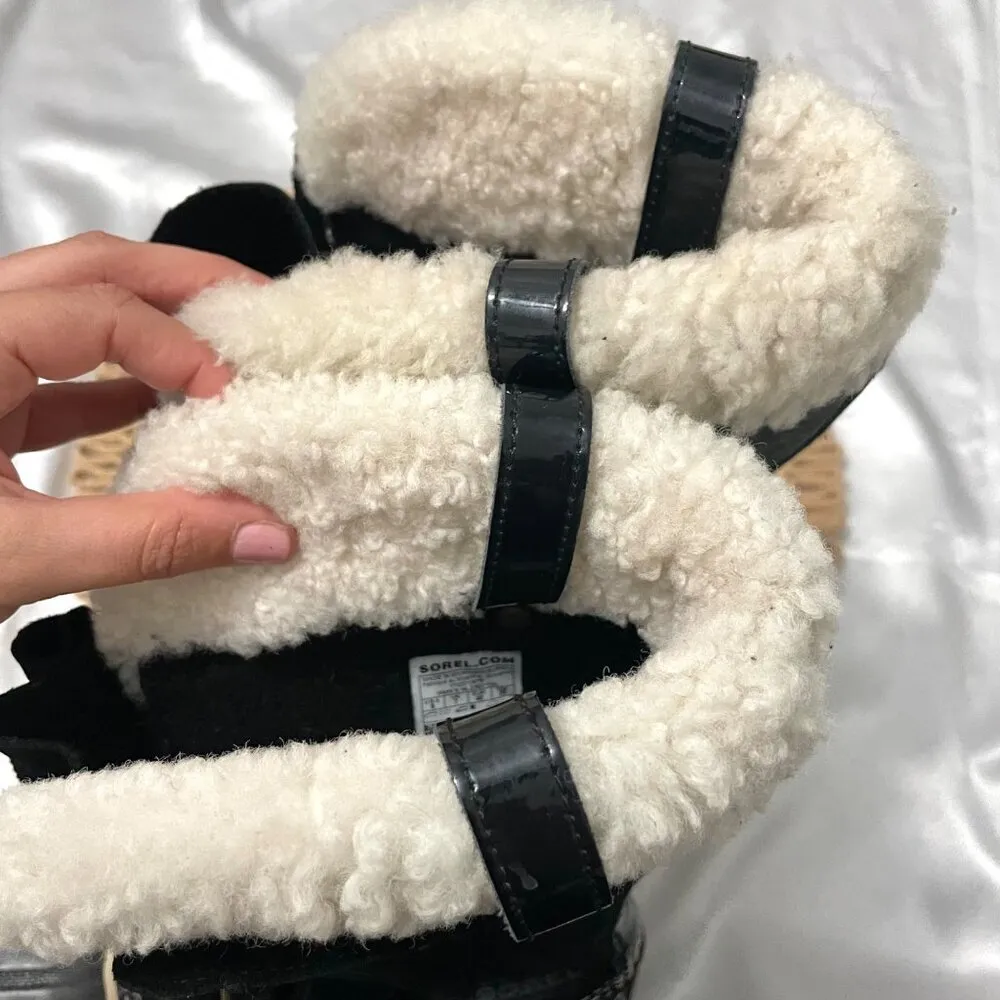 Sorel Joan of Arctic Holiday Leather Shearling Boots Black NL2392-010 Size 9 - Image 11