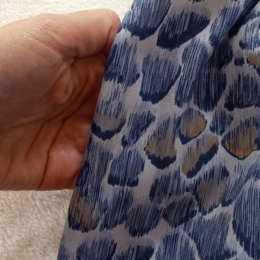 BCBGeneration Blue Multicolored Abstract Print Open Back Shirt Dress - Image 10