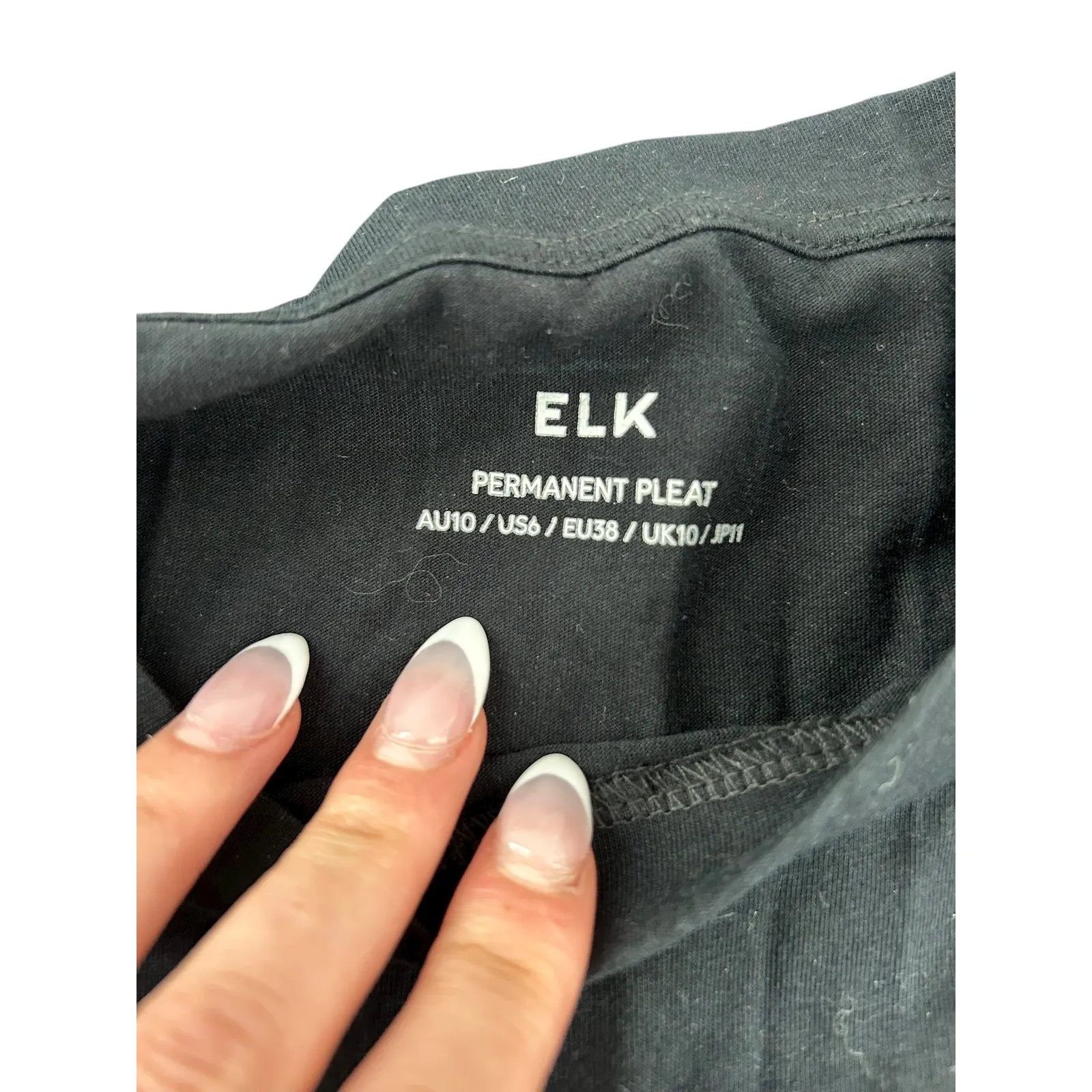 ELK Permanent Pleat Tunic Dress Black Short Sleeve Midi Womens Size US6 - Image 4