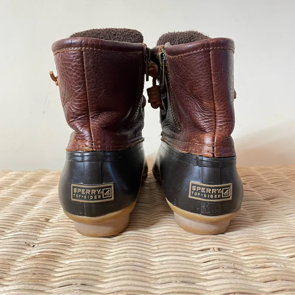 Sperry Saltwater Waterproof Duck Rain Boots Brown Leather size 8 women’s - Image 7