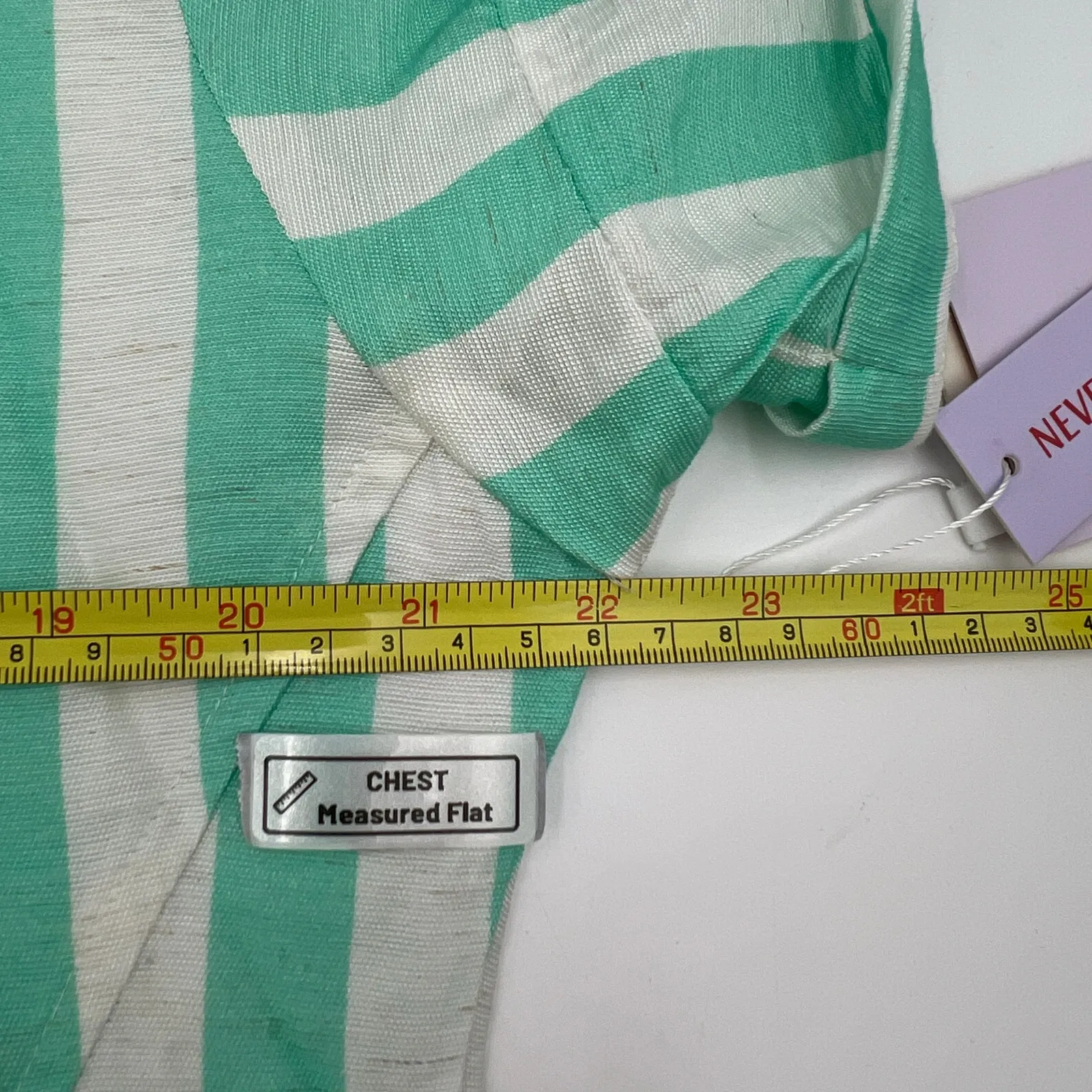 Never A Wallflower Aster Short Sleeve Shirt Dress Stripes Green Midi Size M - Image 4