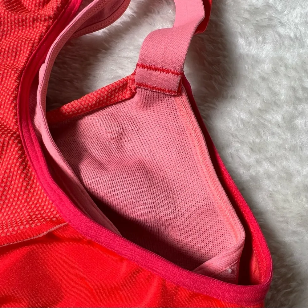 Athleta Red-Orange and Pink Layered Racerback Sports Bra - Image 9