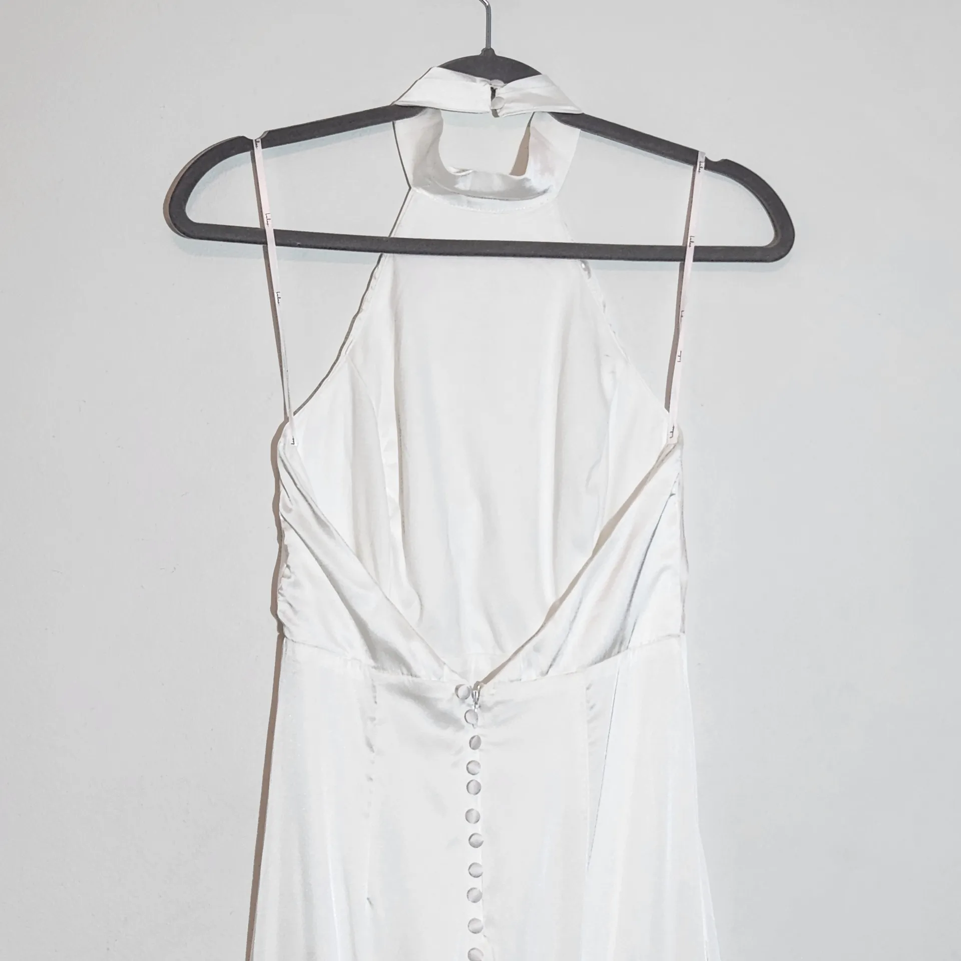 Lulus White Satin Halter Mermaid Wedding Dress Size XS Minimalist Wedding Gown - Image 9