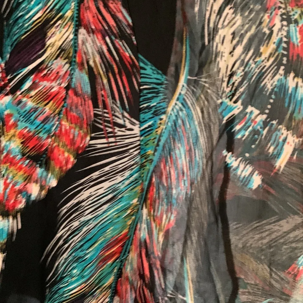 FEATHER CHIFFON ASYMMETRICAL Top/Dress Sz: S Black - Image 4