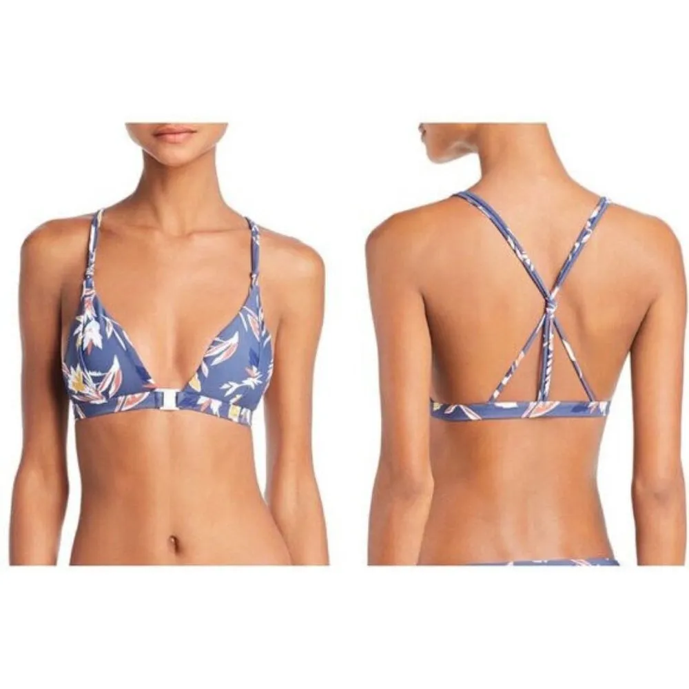 Dolce Vita Matisse Floral Knot Back Bikini Top Strappy Removable Cups Blue L Size L - Image 5