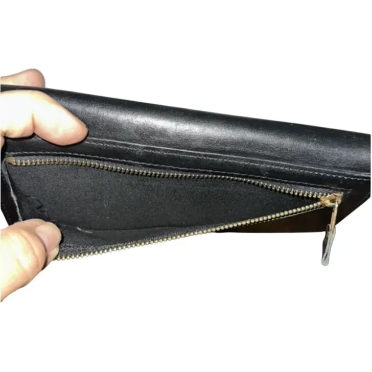 Etienne Aigner Black Leather Wallet Clutch Buckle Snap Closure - Image 7