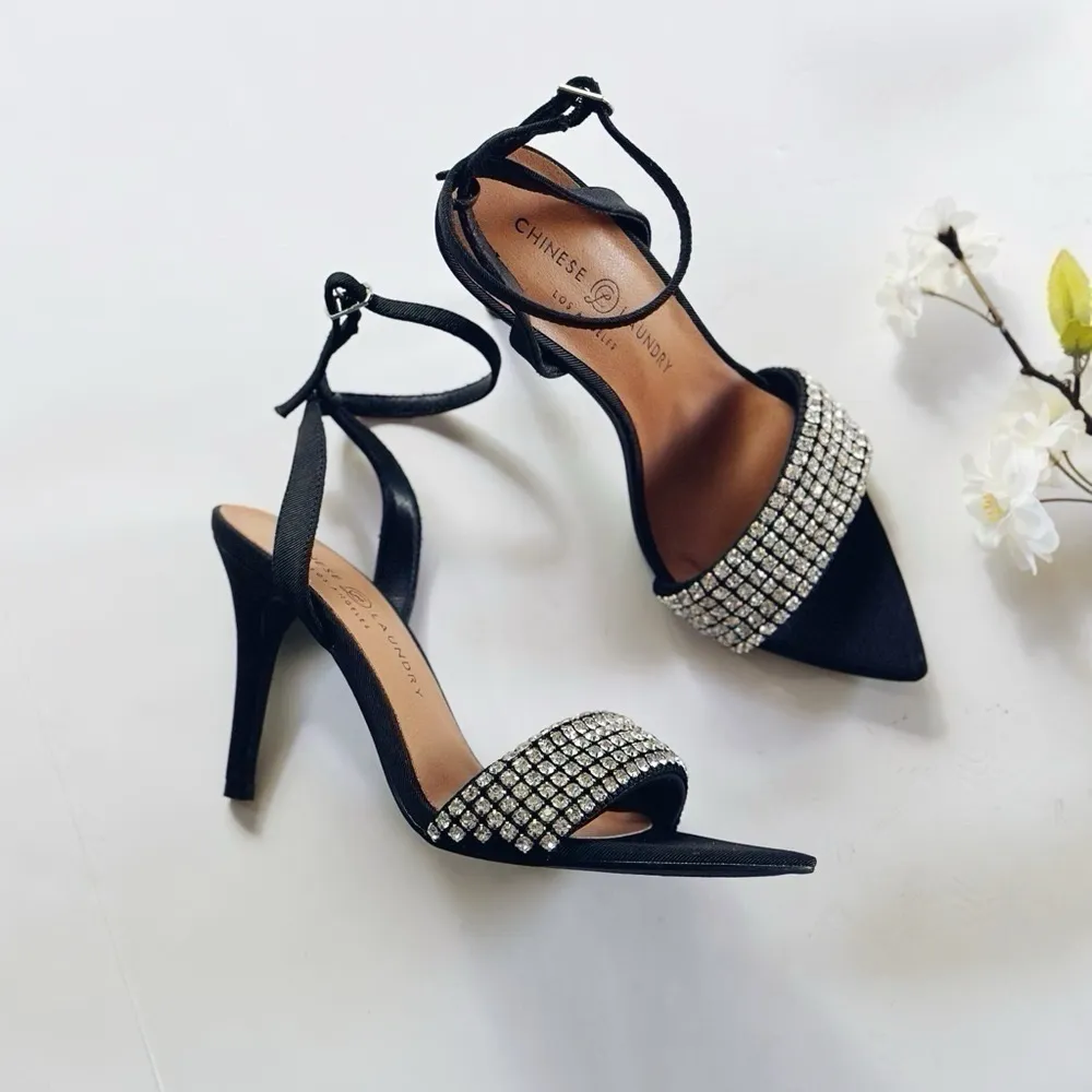 New Chinese Laundry Justine Sandal Black Rhinestones Ankle Strap - Image 3