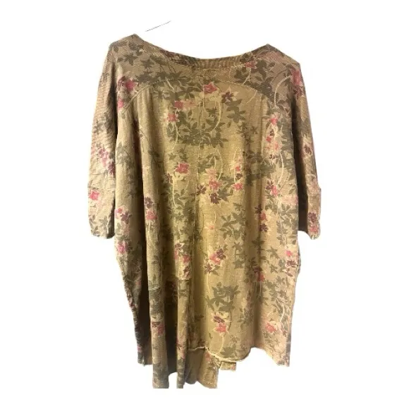 Sundance Green Embroidered Floral Uneven Hem Top Women's Size Large - Image 3