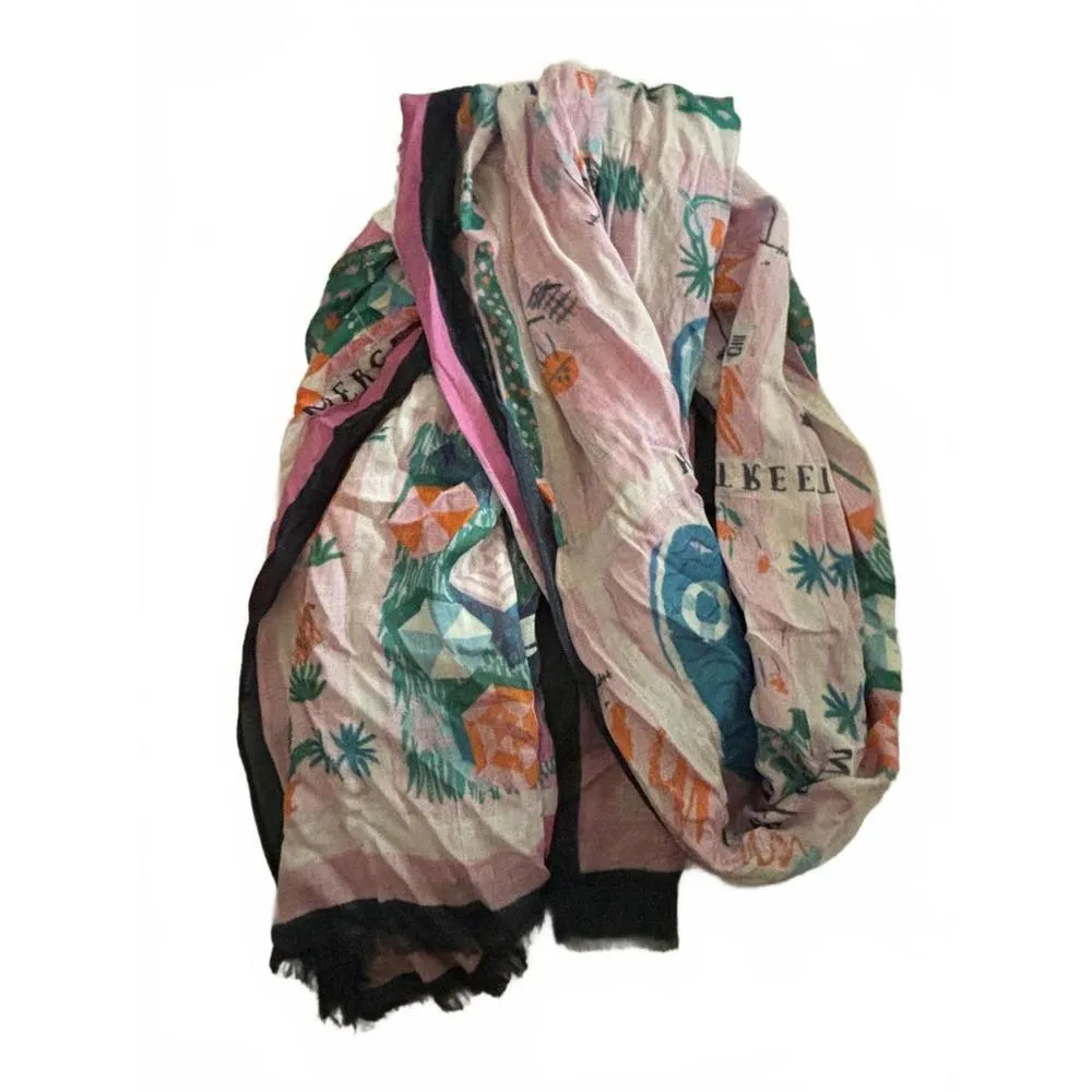 FALL CLEARANCE! NWT Kate Spade Rooftop Scene Oblong Scarf - Bright Peony - Image 6