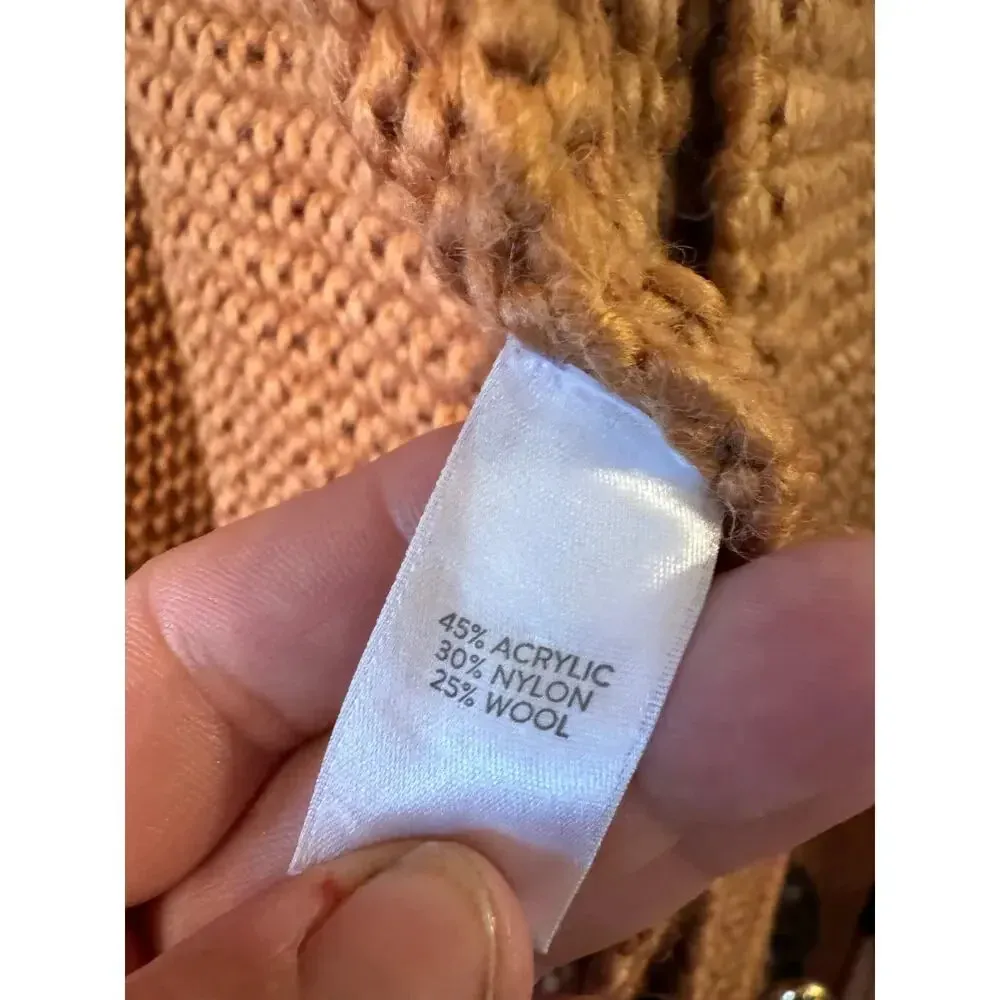 J.jill oversized chunky knit open front cardigan with fringe Wool blend L Orange Size L - Image 6