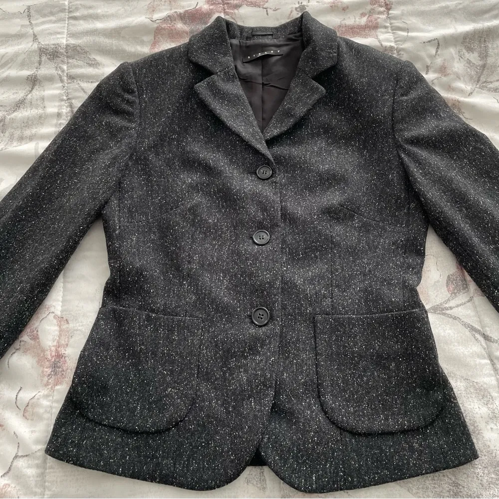 Sisley Y2K wool & silk blend gray marled blazer, size 38 or 4 preppy pockets - Image 10