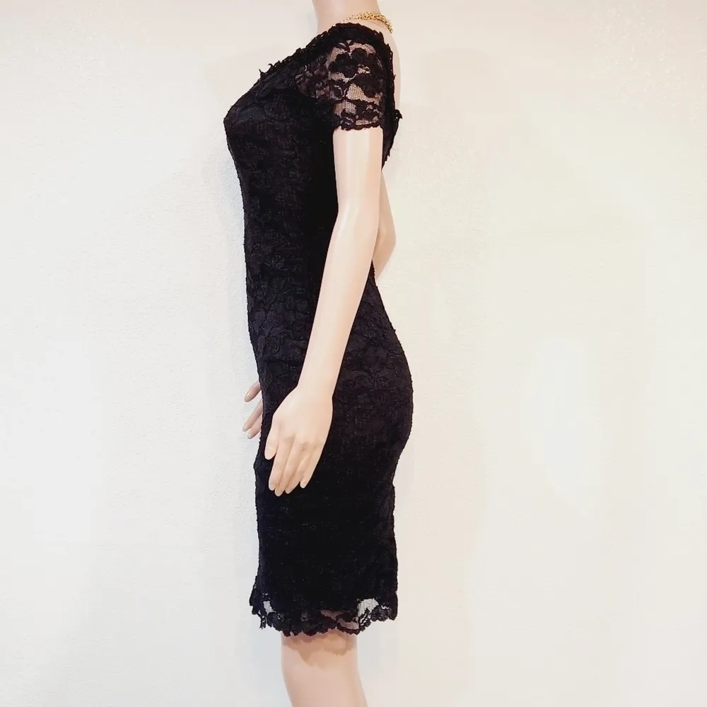 NIGHTWAY Black Lace Bodycon Vintage Gothic lace Sexy Dress Size 6 - Image 5