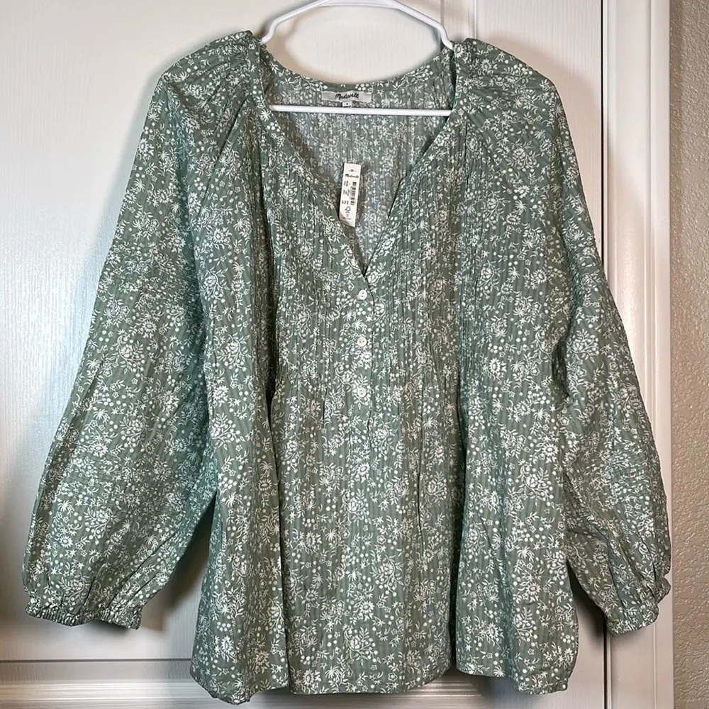 SOLD OUT Madewell Pintuck Peasant Piazza Floral V-Neck Blouse Large NWT #0521-OC - Image 2