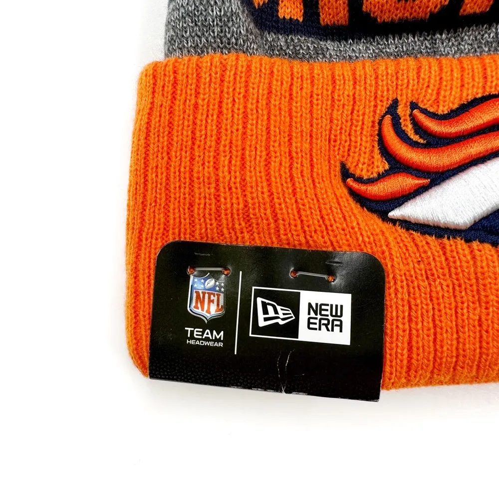 Denver Broncos New Era NFL Knit Winter Hat Beanie Mens Womens Fan Gear Gift Orange - Image 2