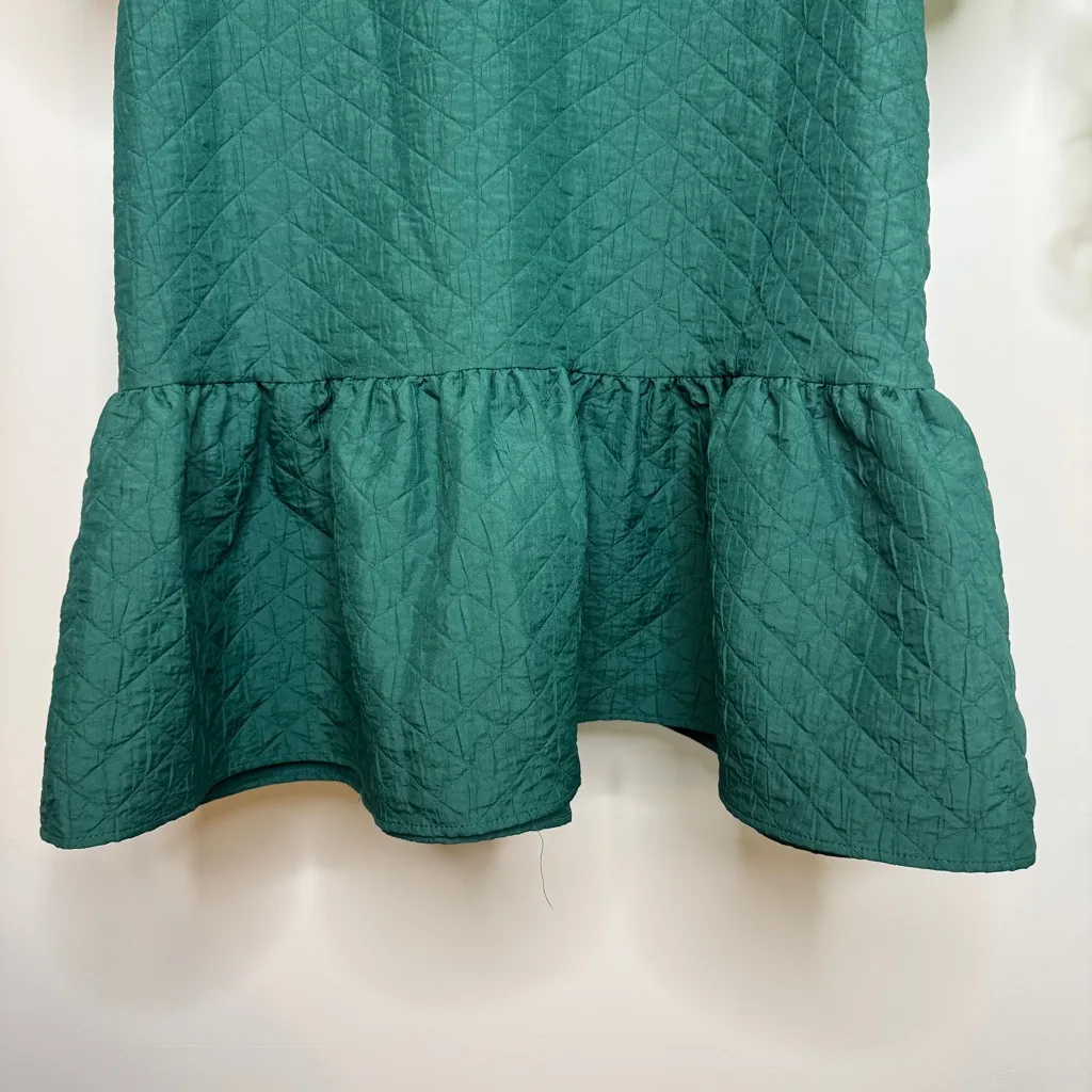 NEW Anthropologie Maeve Green Puff Sleeve Drop Waist Mini Dress size L Large - Image 8