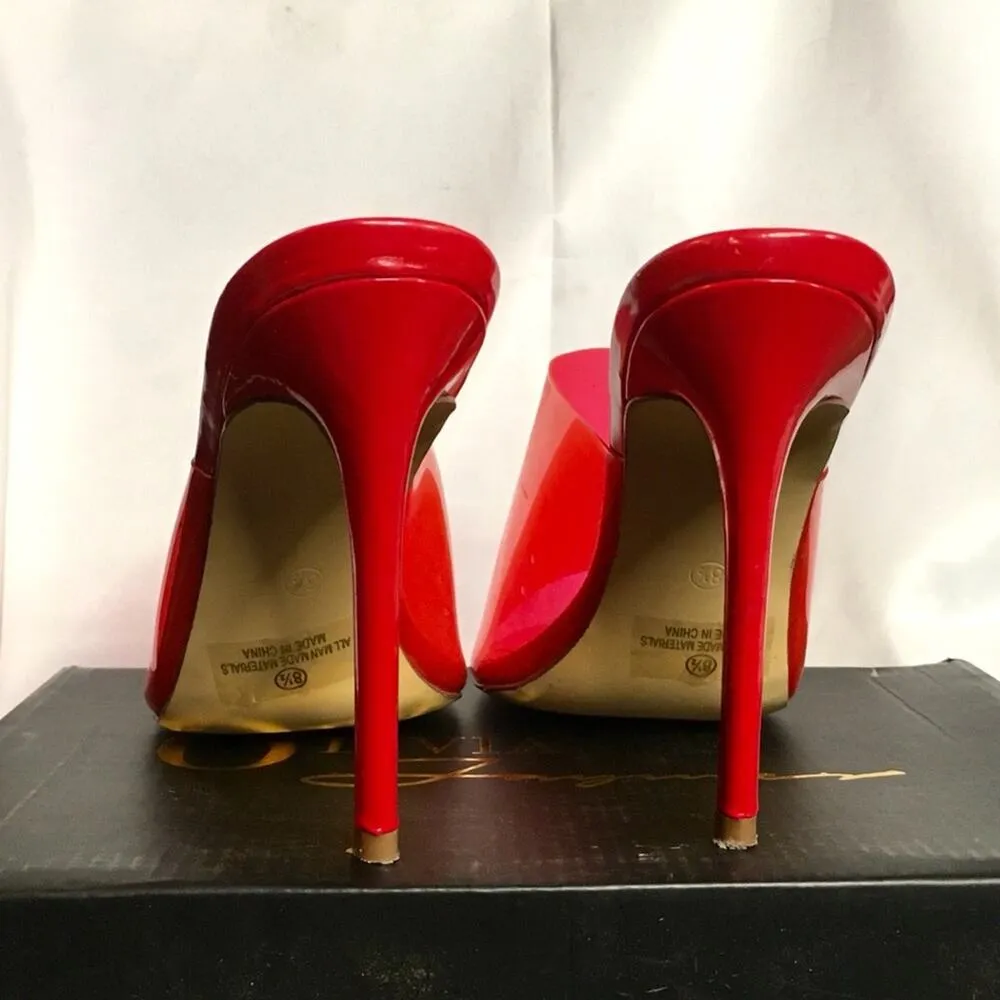 Olivia Jaymes Women's High Heel Stiletto Shoes Open Toe Red Size 8.5 - Image 5