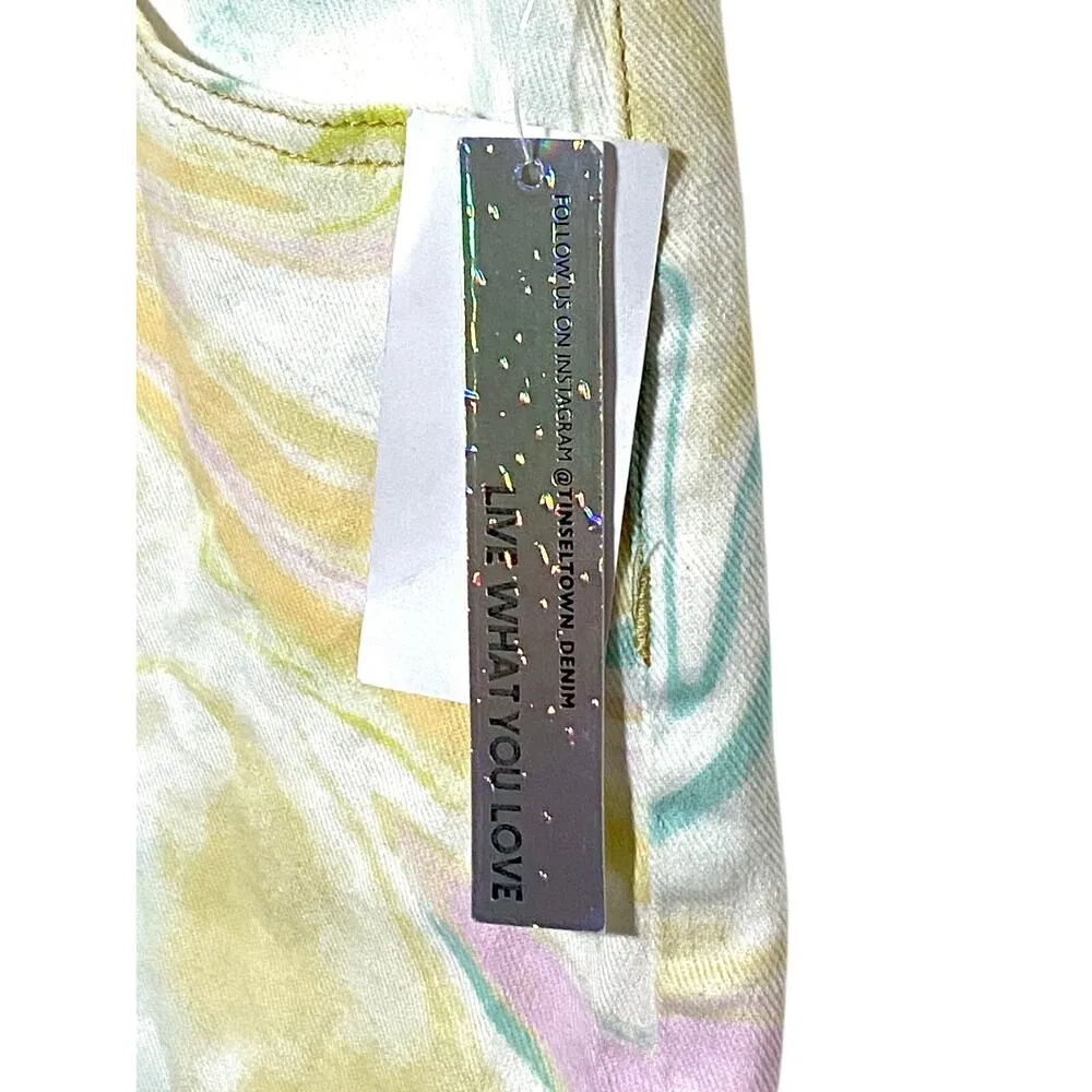 Tinseltown The Mom Shorts Hi Rise Tie Dye Pastel Twirl Juniors Plus 24W NWT - Image 3