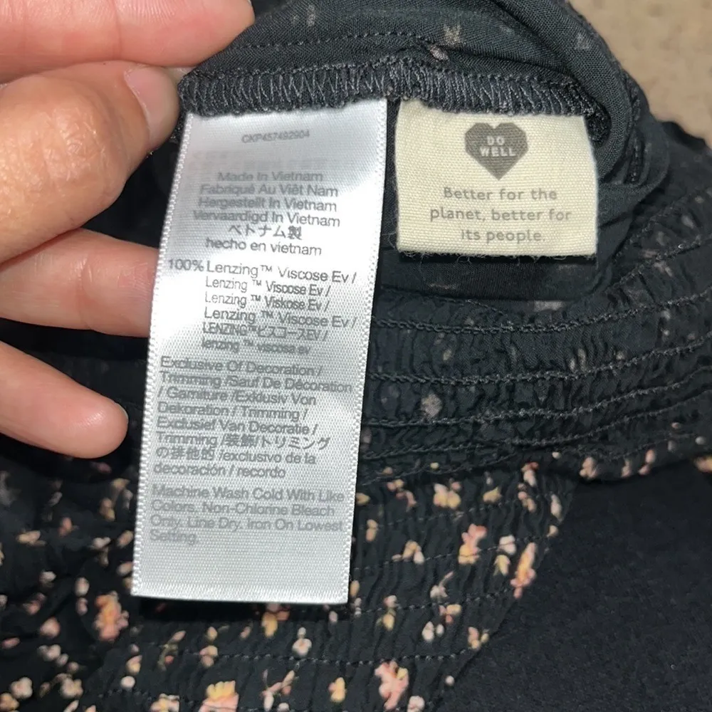 Madewell Lucie Elbow-Sleeve Smocked Wide-Leg Jumpsuit Black Floral Stem Scatter - Image 12