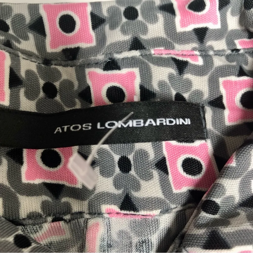 Long Sleeve Stretchy Mini Dress Pink Grey Mod Retro EU40 US Sz S - Image 12