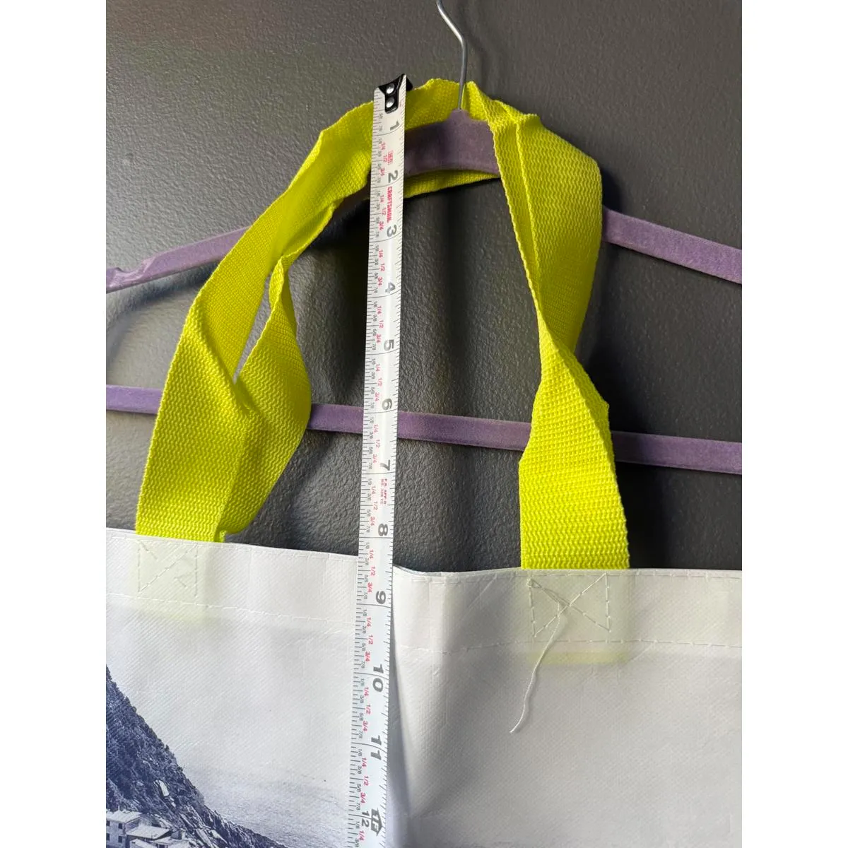 Aerie Tote Bag with Scenic Print and Yellow Handles - Image 4