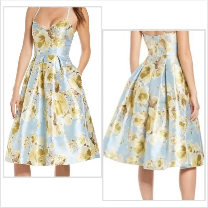 🆕 Eliza J Jacquard Brocade Floral Midi Flare Dress - Image 2