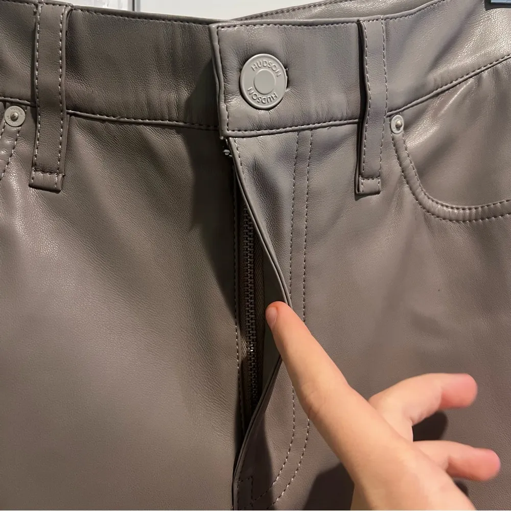 HUDSON JEANS Remi High Rise Faux Leather Straight Jeans - Image 8