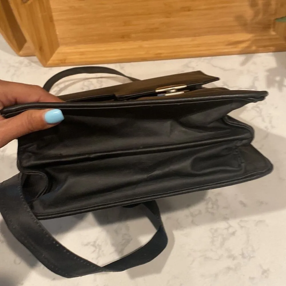 Vintage black nylon created and made in Mexico crossbody bag lock and key - Image 10