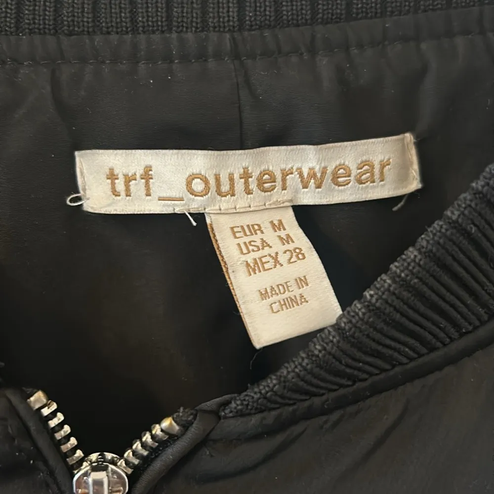 Zara Black trf_outerwear Satin Bomber Jacket Size Medium - Image 2