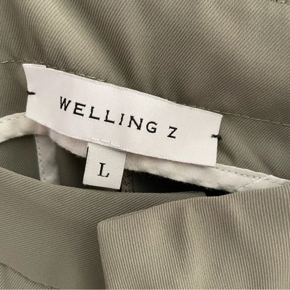 Welling Z Grey Beige Pleated Wide Leg Work Pants Gray Size L - Image 4