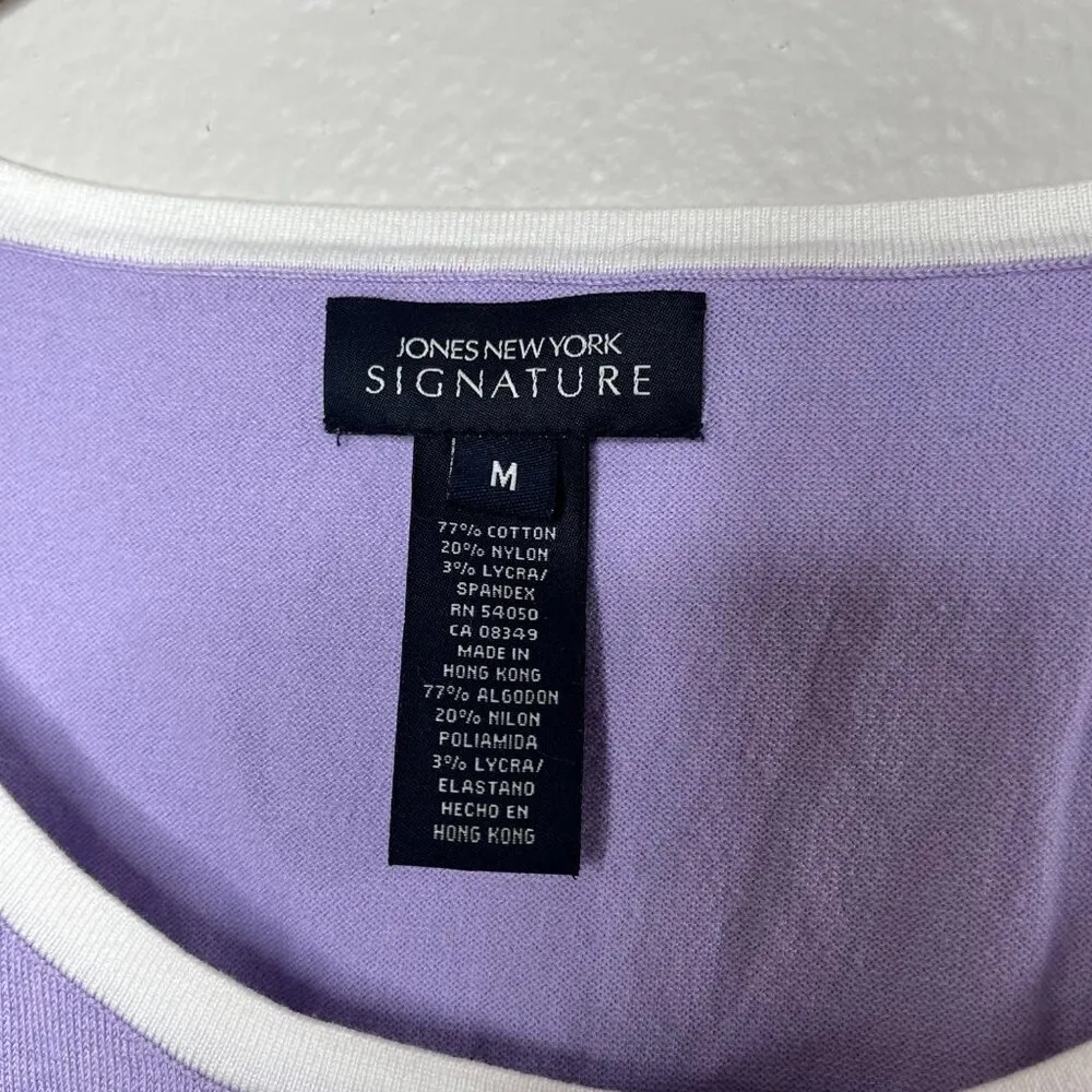 Jones New York Vintage Sleeveless Purple Knit Pink Mushroom Applique Top medium - Image 4