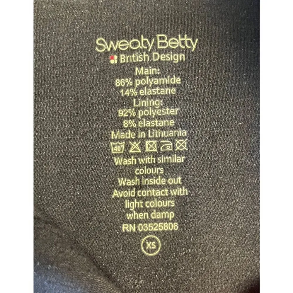 Sweaty‎ Betty British Design 1/4 Zip Black Jacket Pockets Thumbholes Size XSmall - Image 3