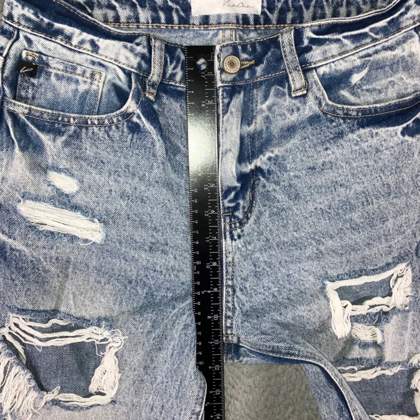 Kancan Mom Jeans‎ Women 5/26 High Rise Distressed Fringe Festival Denim Blue - Image 3