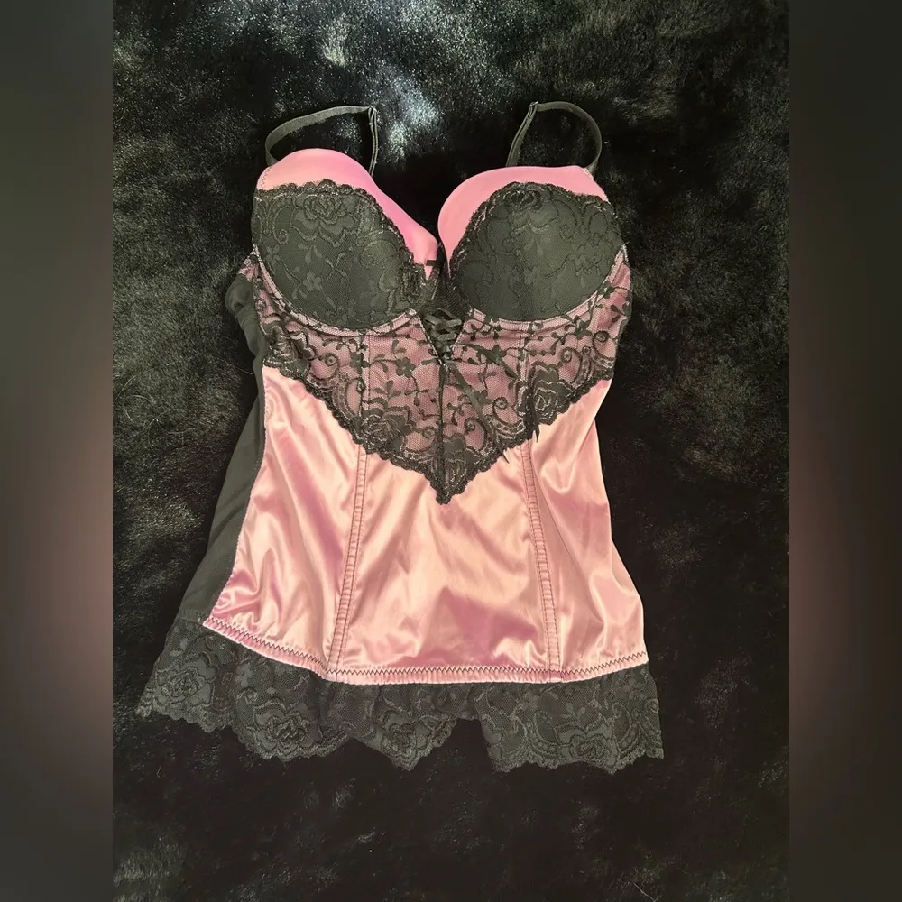 Felina Pink & Black Lace Bustier Corset - Small - Image 2