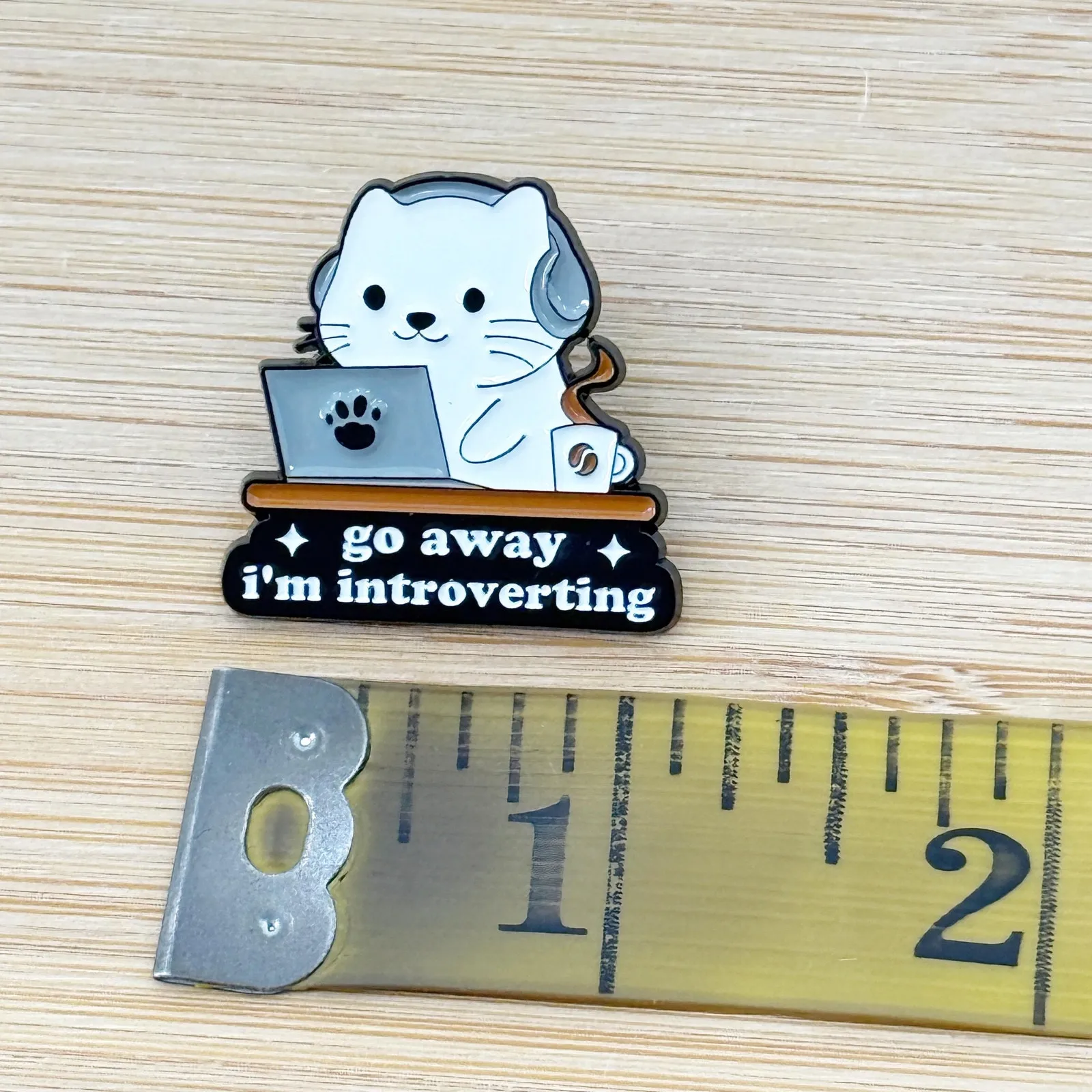 Go Away I'm Introverting Soft Enamel Pin, Pin Collection, Cat Lovers Black - Image 3