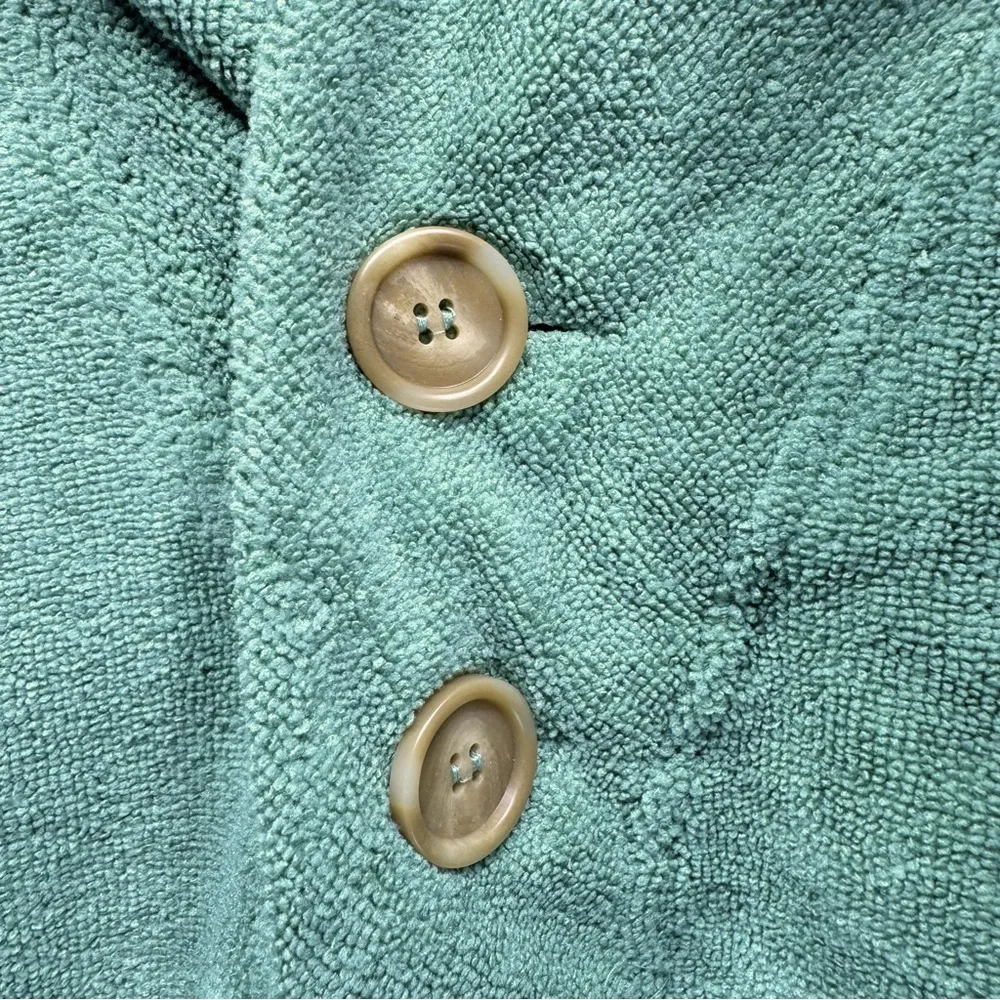BiBi Sage Green Terrycloth Long Sleeve 2 Button Top with Elastic Cuffs & Waist Size XL - Image 6