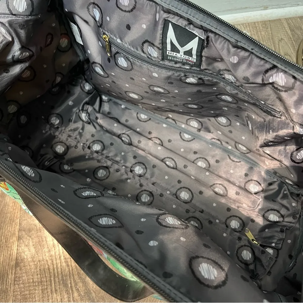 Mia Toro Paris Themed Rolling Duffel Multicolor Travel Bag - Image 13