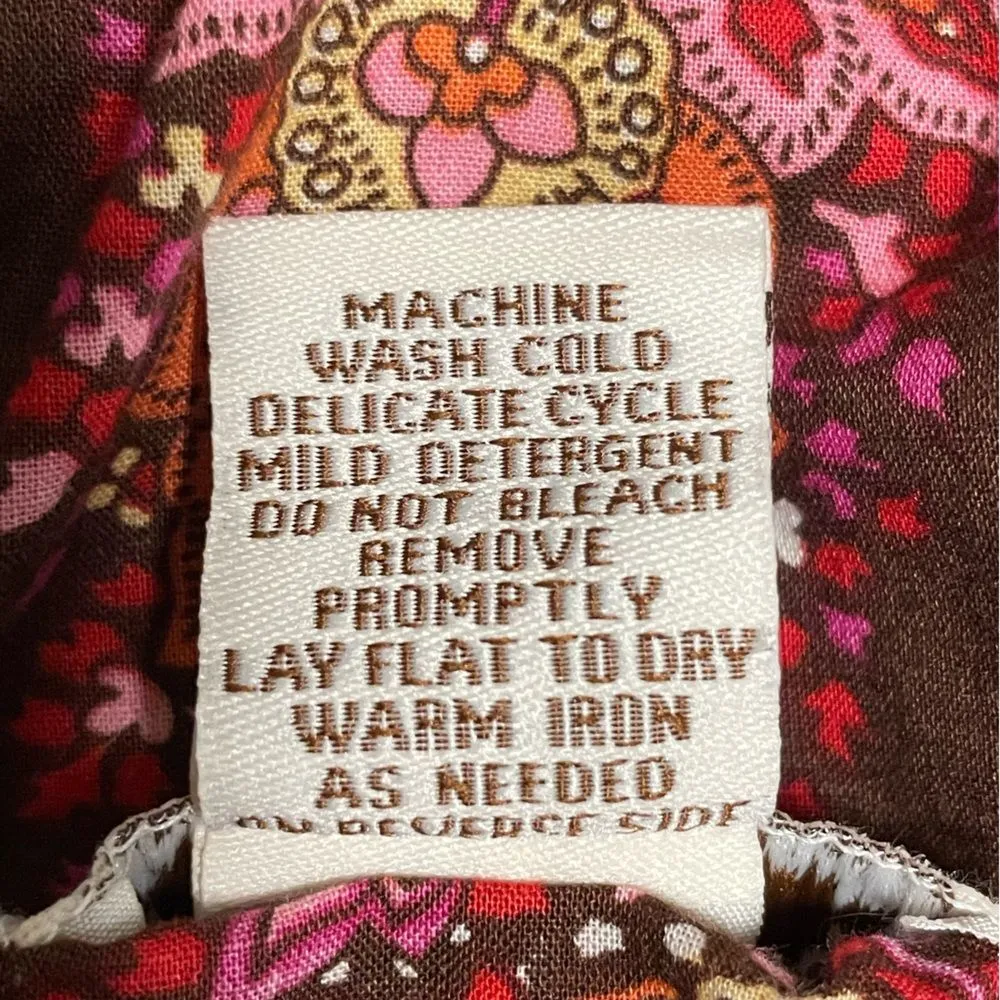 6 Degrees Floral‎ Tank with Smocked Waistline Brown Pink Women’s Large - Image 6