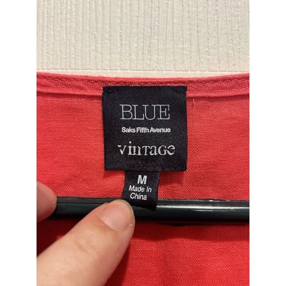 Saks Fifth Avenue 100% Linen Top‎ Tunic Pink V-Neck Coastal Beach Medium - Image 6