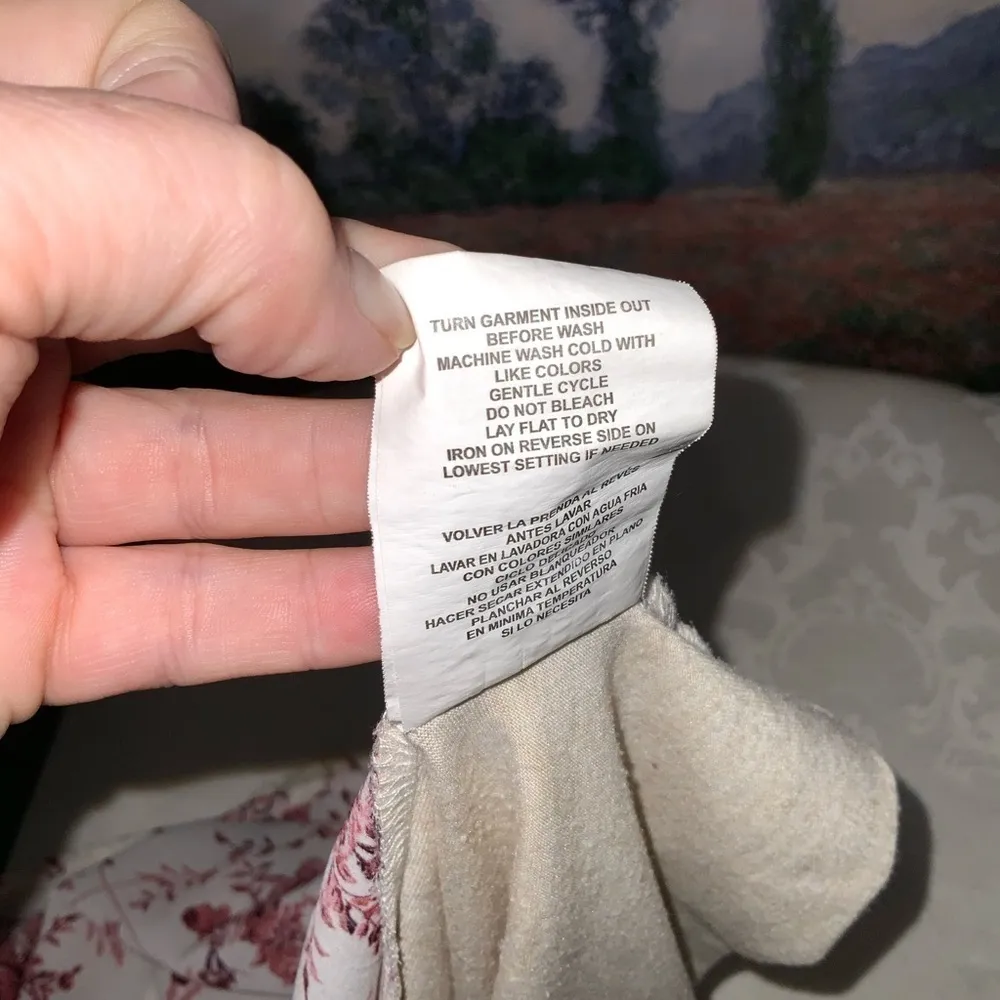 Hint Of Mint Lace & Burgundy Floral Summer Casual Tank Top Dainty XL - Image 8