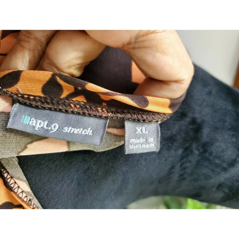 APT.9 Women's Brown Polyester Round Neck Short Sleeve Knee Length Dress Size XL - Image 8