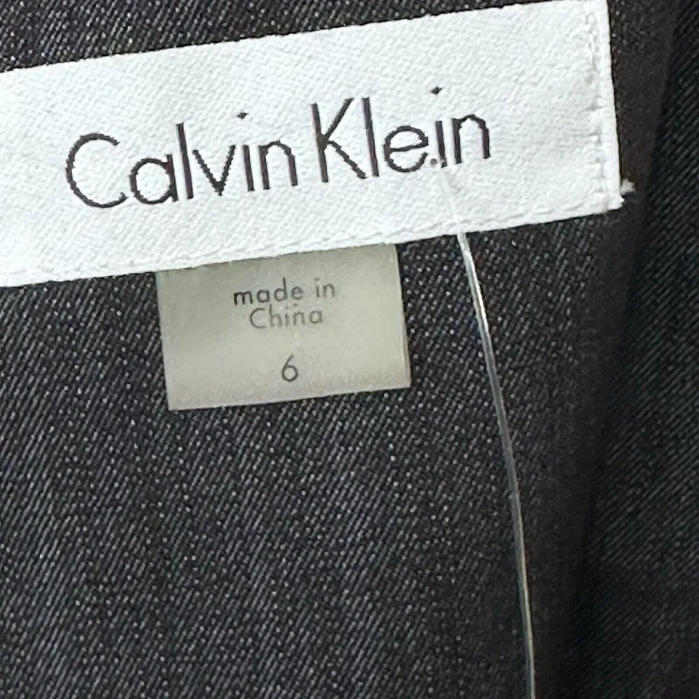 Calvin Klein Dark‎ Grey Sleeveless Sheath Dress Back Zip Size 6 Career Office - Image 10