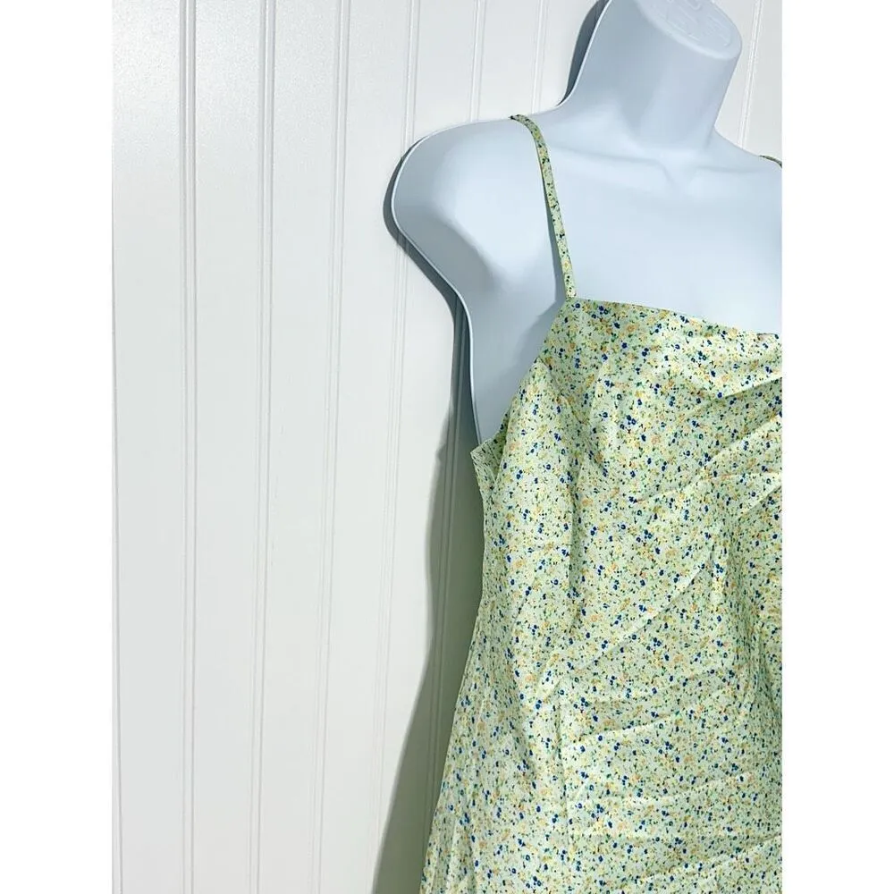 Princess Polly After Though Dainty Ditsy Green Floral Satin‎ Mini Slip Dress 6 - Image 4