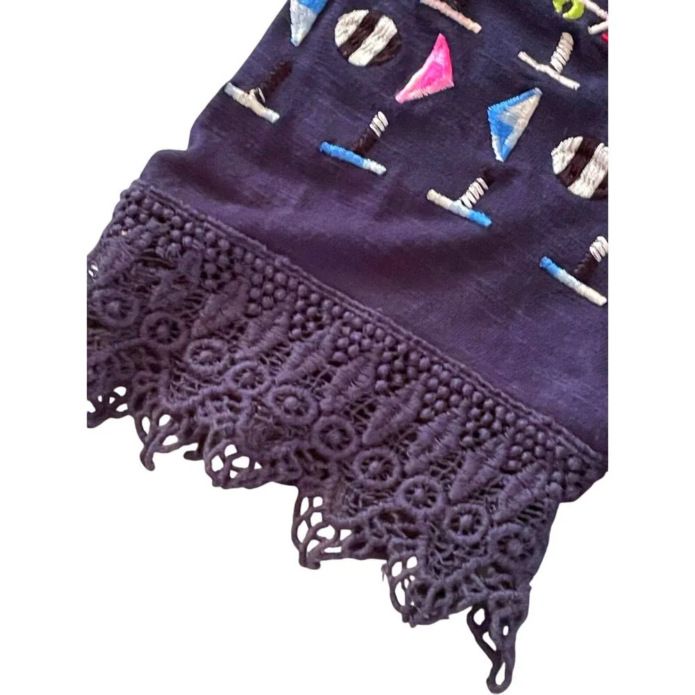 Desigual Damen Black Embroidered Short Sleeve T-Shirt Medium - Image 6