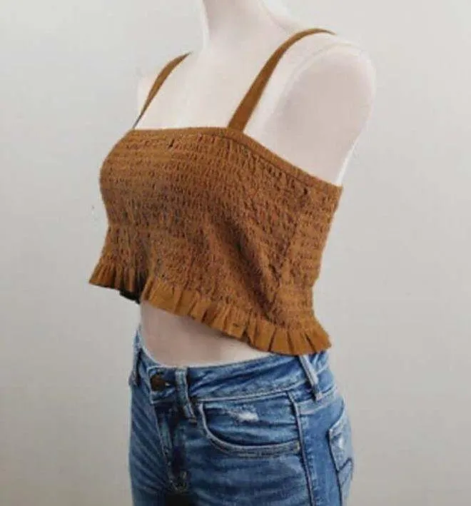 𝅺AMERICAN Eagle Outfitters Womens Brown Sleeveless Pullover Cropped Top Size L - Image 3