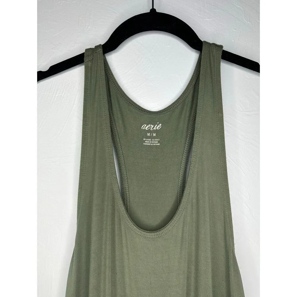 Aerie Jogger Jumpsuit Size Medium Olive Green Sleeveless Tank Comfort One-Piece - Image 3