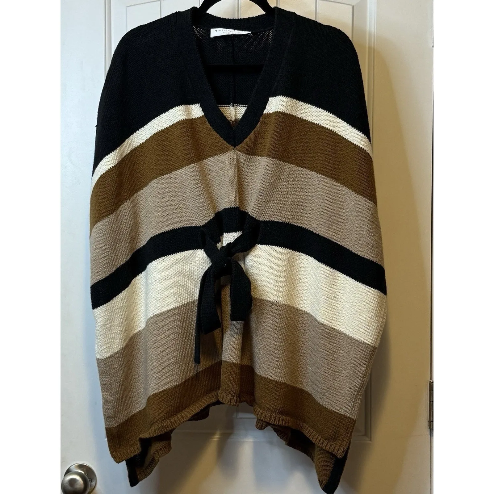 Trina Turk Kimono Sweater Belted Poncho Size‎ M Workwear Everyday Coat Jacket # - Image 4